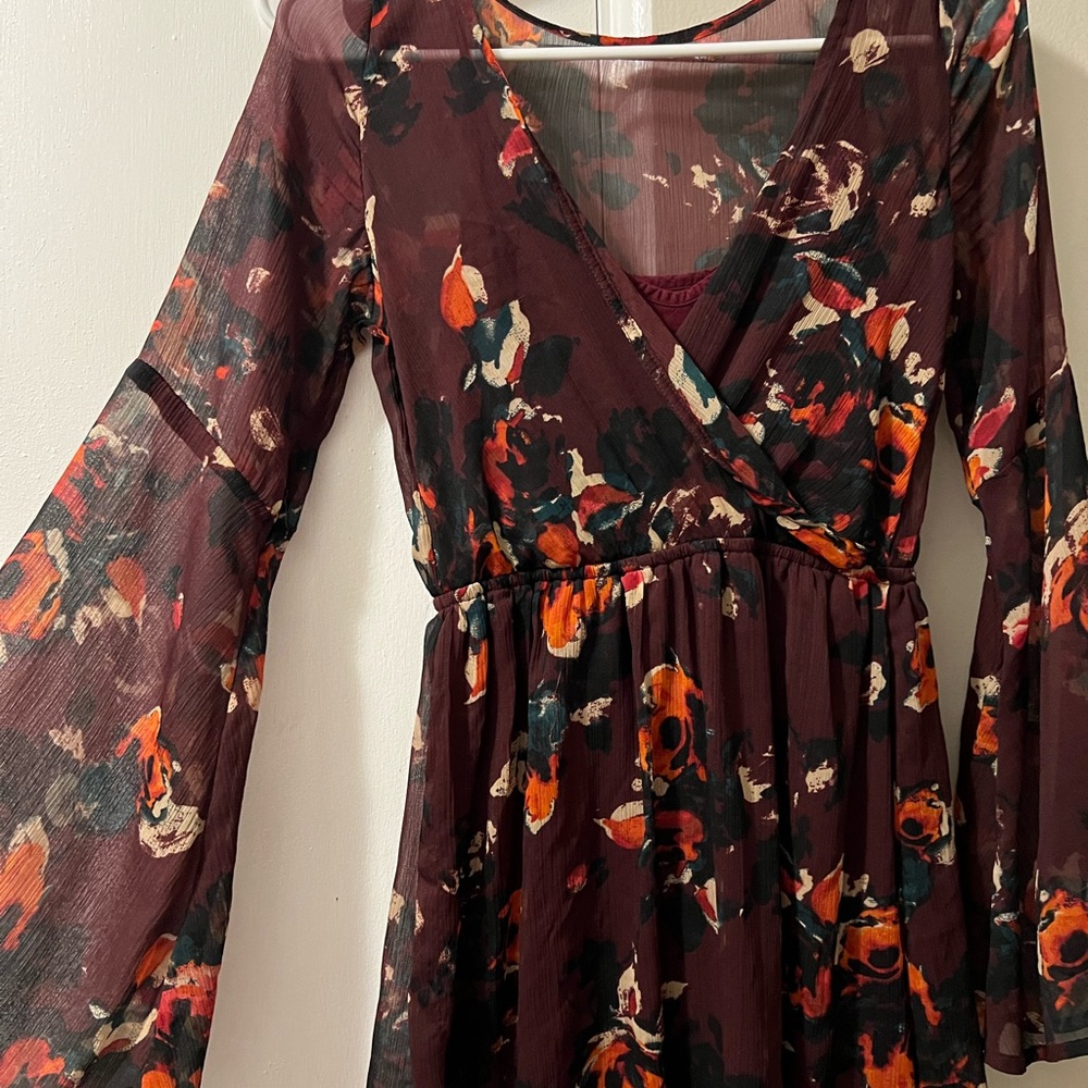 Long sleeve burgundy dress